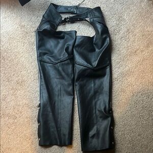 Black Leather (real) Chaps made by Himalaya Motor Bikewear